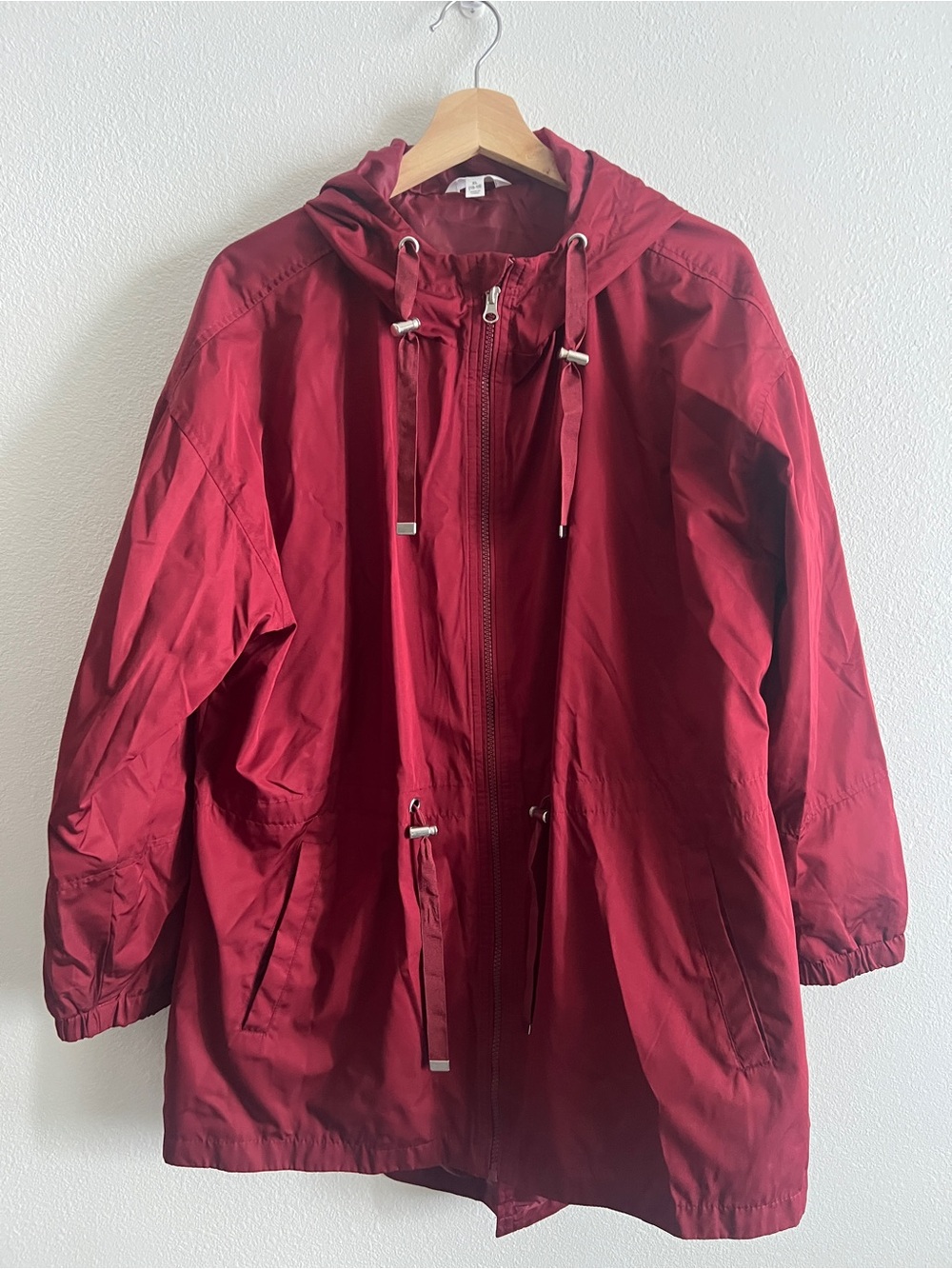 Time and Tru Burgundy Hooded Utility Jacket